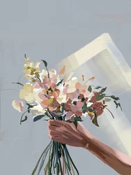 Hand Hält Pastellblumen