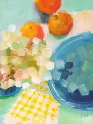 Orangen und Hortensien