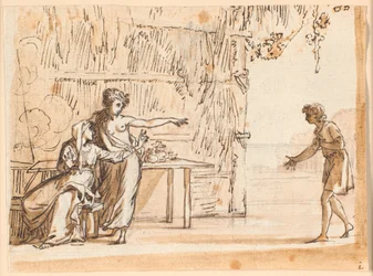 Eine Szene aus Salomon Gessners Idylle "Le premier navigateur"