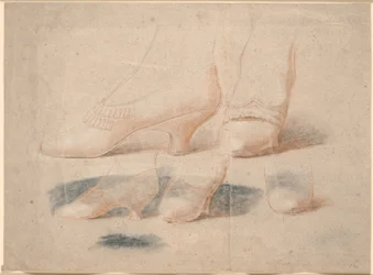 Fünf Studien eines stehenden Damenschuhs