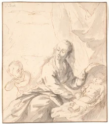 Maria mit Jesuskind in der Wiege und Johannes