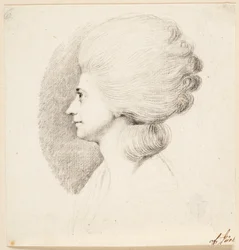 Die Schauspielerin Mme. Frydendahl, geb. Møller. Profil nach links