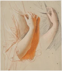 Studie eines rechten Frauenarms, der einen Schleier hält; Vorarbeit zum Porträt der Gräfin Constance Bernstorff, geborene Knuth