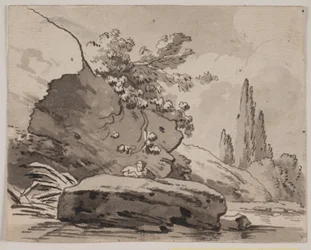 Felsen und Zypressen