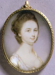 Porträtminiatur einer Dame in einem weißen Kleid, um 1780-85