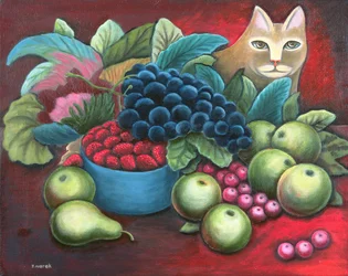 Katze und Frucht