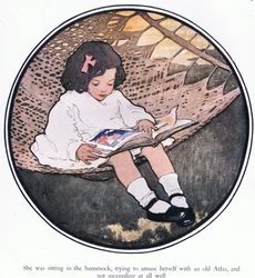 Sie saß in der Hängematte und versuchte, sich mit einem alten Atlas zu amüsieren, was ihr überhaupt nicht gelang