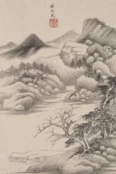 Landschaft im Stil verschiedener alter Meister: Im Stil von Dong Yuan, 1669