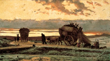 Kummer. Schmerz (oder Winter): Szene, die Bauernfamilien zeigt, die von ihrem Land vertrieben werden. 1876. Barcelona. Nationalmuseum für Kunst von Katalonien.