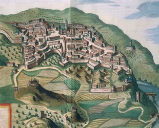 Karte von Narni aus Theatrum civitatum et admirandorum Italiae von Joan Blaeu, Gravur