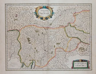 Trento-Gebiet, aus Theater of World, oder New Atlas of Maps and Representations of All Regions (Theatrum orbis terrarum, sive, Atlas novus) von Joan Blaeu (1596-1673), Italien
