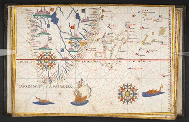 Eine Karte von Afrika, südlich des Äquators, mit einem Teil des Indischen Ozeans, aus 