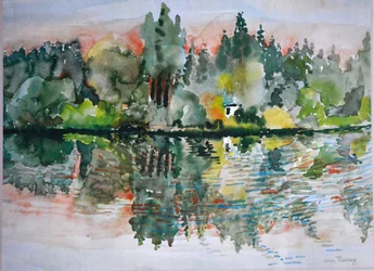 Der See bei Sonnenuntergang, Bremes les Ardres, 2000