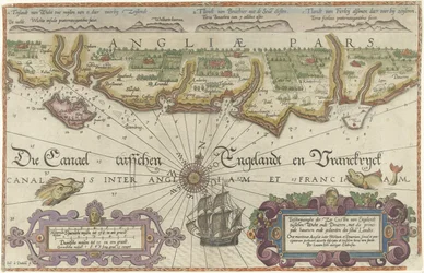 Karte der englischen Küste zwischen der Isle of Wight und Dover