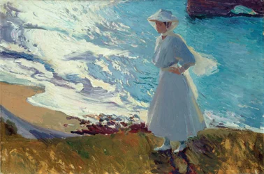 María am Strand von Biarritz oder Gegenlicht