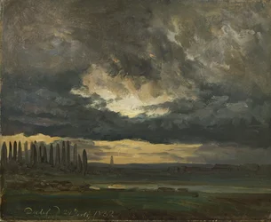 Wolkenstudie über der Elbe mit Pappeln