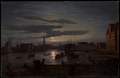 Der Hafen von Kopenhagen im Mondlicht
