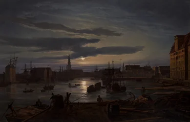 Kopenhagener Hafen bei Mondlicht, 1846