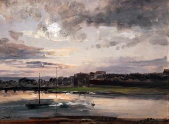 Die Elbe und Dresden Neustadt im Abendlicht
