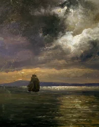 Ansicht von Christianiafiorden, von Johan Christian Clausen Dahl (1788-1857), Detail, Norwegen
