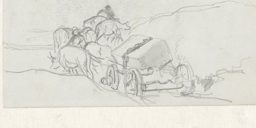 Ochsenwagen mit einem Steinblock darauf