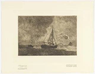 Strandszene mit Segelschiffen