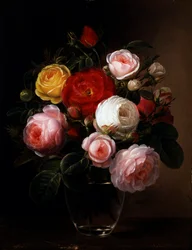 Stillleben von Rosen in einer Glasvase