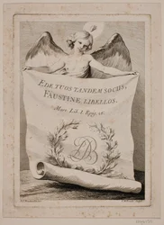 Titelkupfer mit einem Engel, der ein großes Papier hält