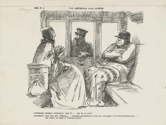 Karikatur über die vielen Unfälle auf der Rhijnspoorweg, 1866