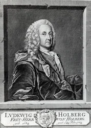 Ludvig Holberg, graviert von Johann Martin Bernigeroth, 1757