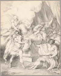 Achilles von Athena im Zelt des Agamemnon zurückgehalten, aus Ilias, Buch I