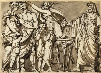 Entwurf für ein Relief mit antiker Hochzeitsszene
