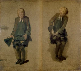 Zwei Skizzen von David Garrick als Abel Drugger in 