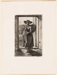 Die ungarische Frau in der Tür stehend