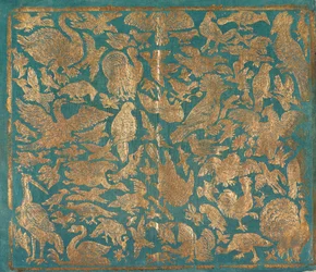 Brokadpapier mit Vogeldarstellungen, ca. 1790