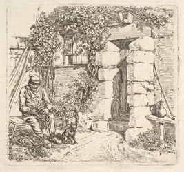 Der alte Mann und sein Pomeranian Hund, 1817