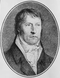 Porträt von Georg Wilhelm Friedrich Hegel, deutscher Philosoph, graviert von F.W. Bollinger