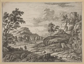 Landschaft mit zwei Ruinentürmen