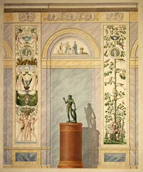 Zeichnung der Dekoration für die Rückwand des Speisesaals des Palastes in Kassel