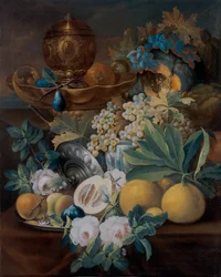 Stillleben mit Früchten und Blumen