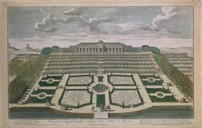 Perspektivische Ansicht des Schlosses Sanssouci, Potsdam, Deutschland