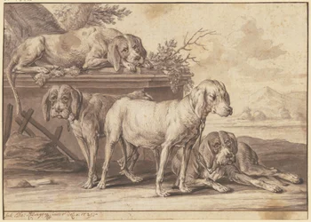 Vier Jagdhunde