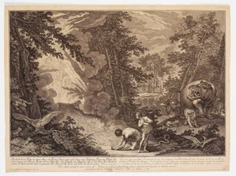 Gott entdeckt, dass Adam und Eva vom Baum gegessen haben