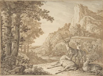 Hirsche in einer Landschaft