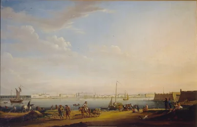Blick auf den Palastplatz und den Sommergarten vom Petersburger Bezirk, um 1800