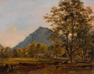 Ein Bauernhaus in den Bayerischen Alpen, um 1825