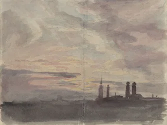 München: Abendhimmel über der Stadtsilhouette