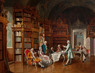 Bibliotheksszene, spätes 19. Jahrhundert