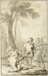 Allegorische Darstellung mit spielenden Kindern und astronomischen Instrumenten