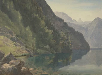 Bewaldetes Ufer am Königssee, erste Hälfte des 19. Jahrhunderts